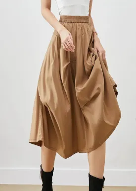 Khaki Asymmetrical Cotton Skirt Fall