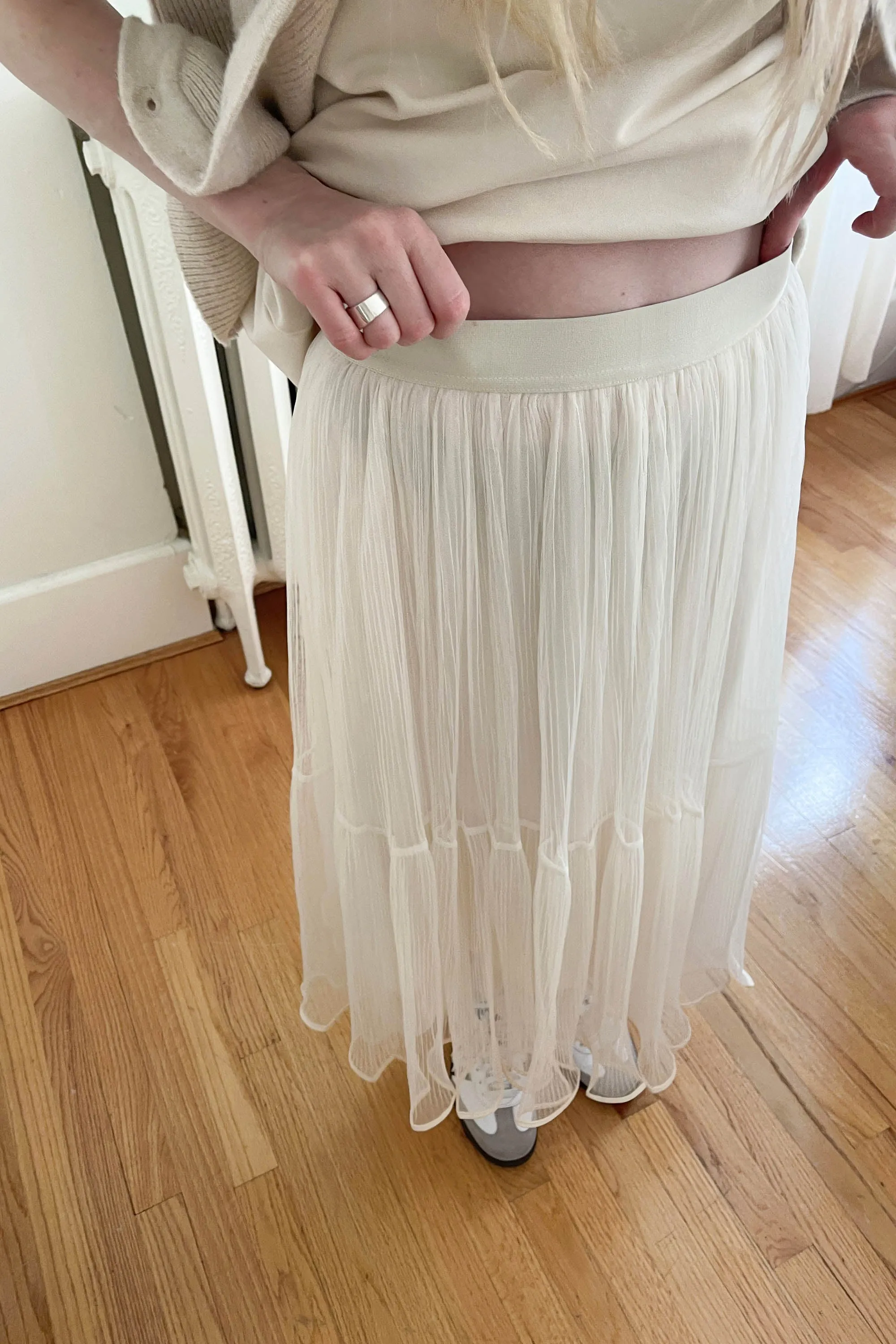 LAYERED TULLE MIDI SKIRT