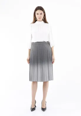 Light Grey High Waist Plisse Pleated Midi Skirt