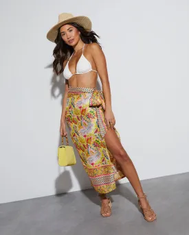 Lucia Printed Wrap Midi Skirt