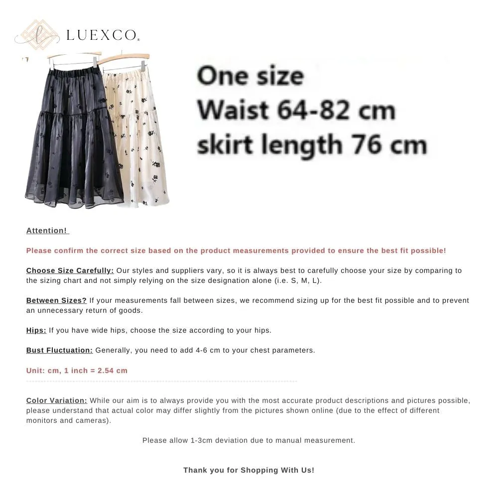 Luexco Mid Length Chiffon Floral Skirt