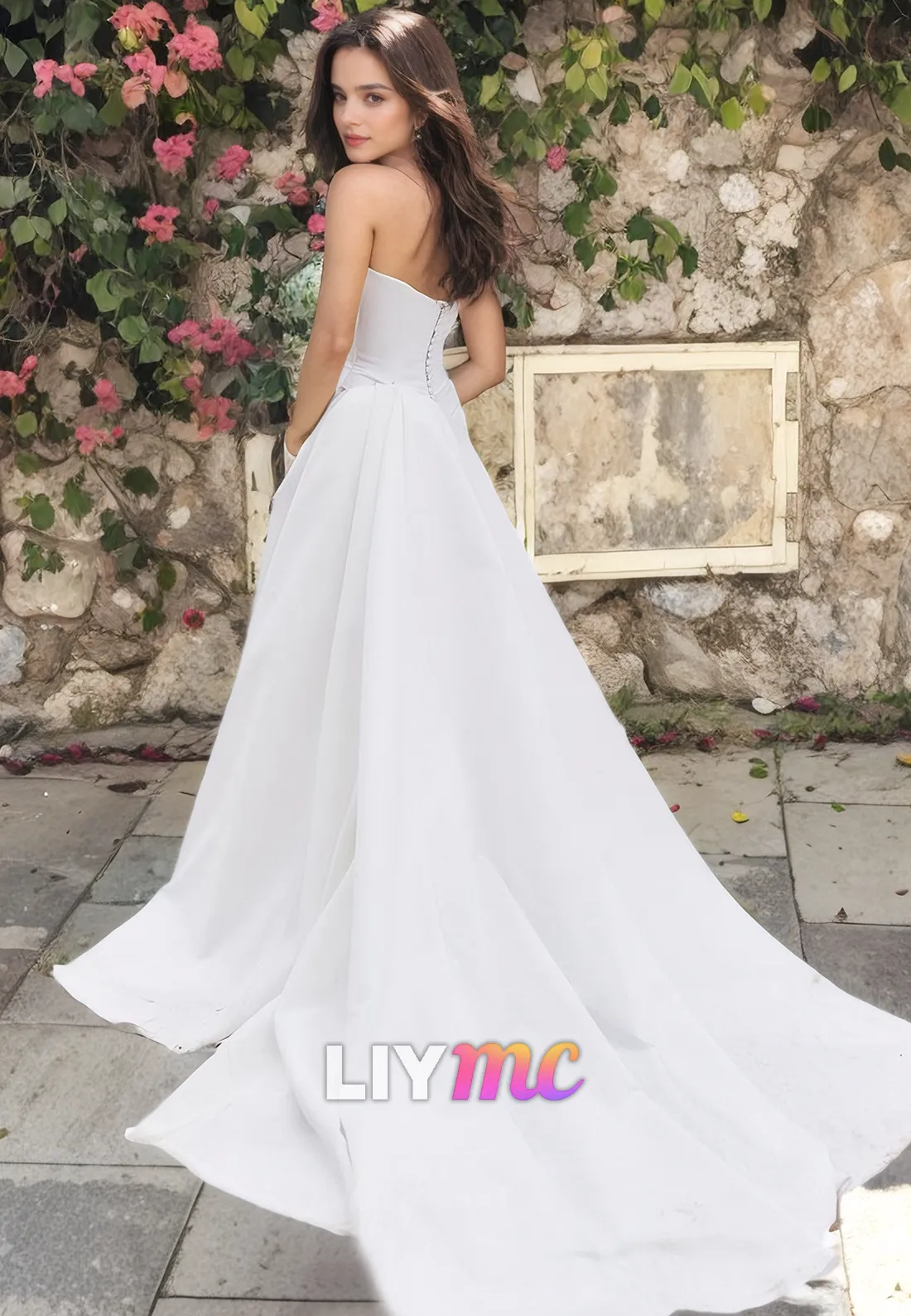 LW377 - Strapless Detachable Skirt Satin Mermaid Wedding Dress