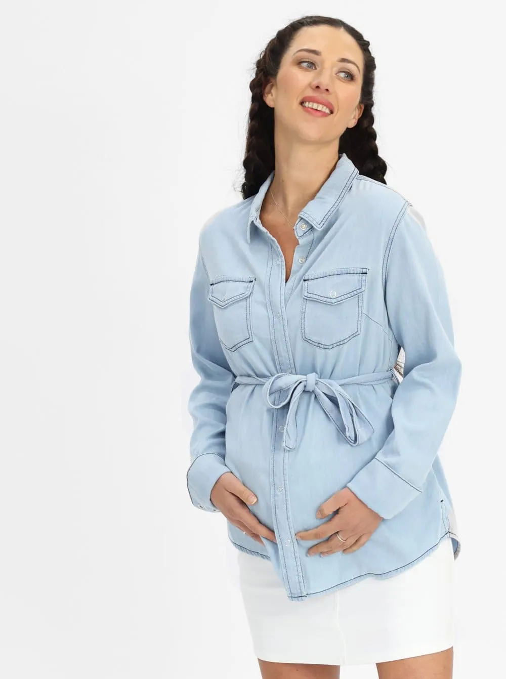 Maternity Blue Denim Shirt