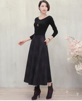 midi length a-line wool skirt with pocket J103