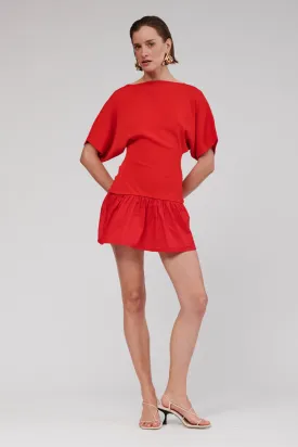 Naples Drop Waist Mini Dress - Red