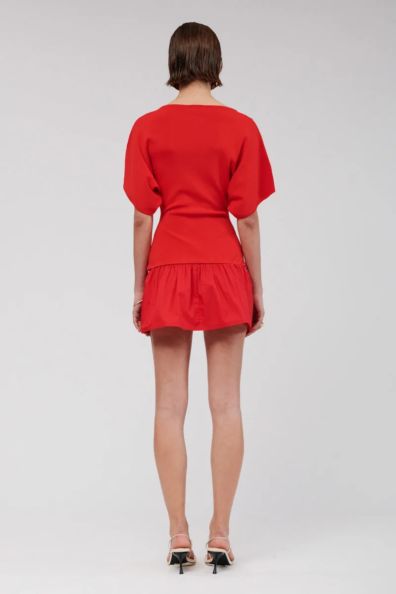 Naples Drop Waist Mini Dress - Red