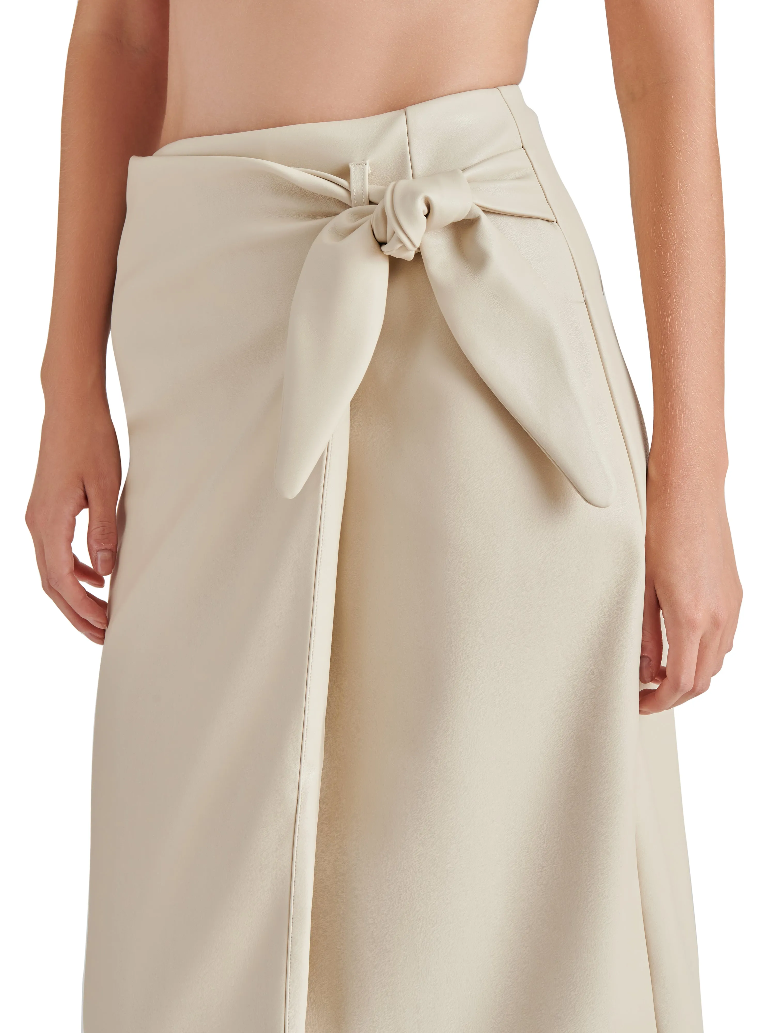 Navia Faux Leather Wrap Skirt, Bone | Steve Madden