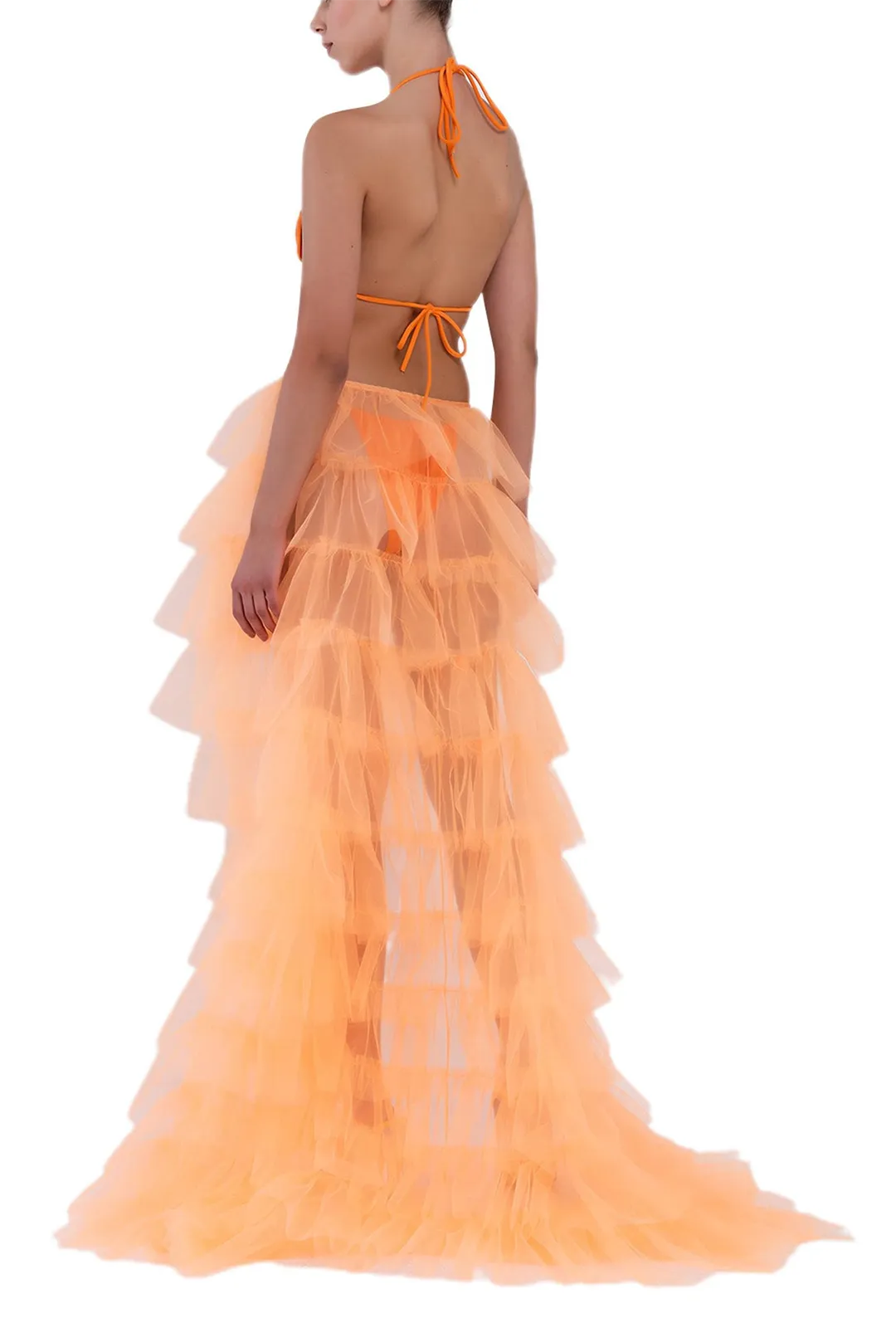 Orange Tiered Bustle Skirt