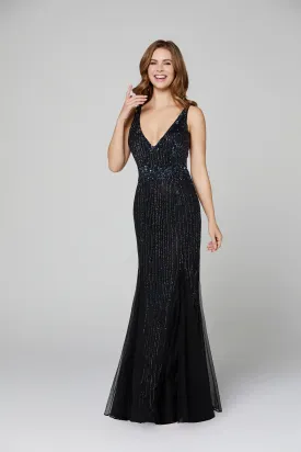 Primavera Couture 3474 Size 00 Black Sequin Mermaid Prom Dress Pageant Gown