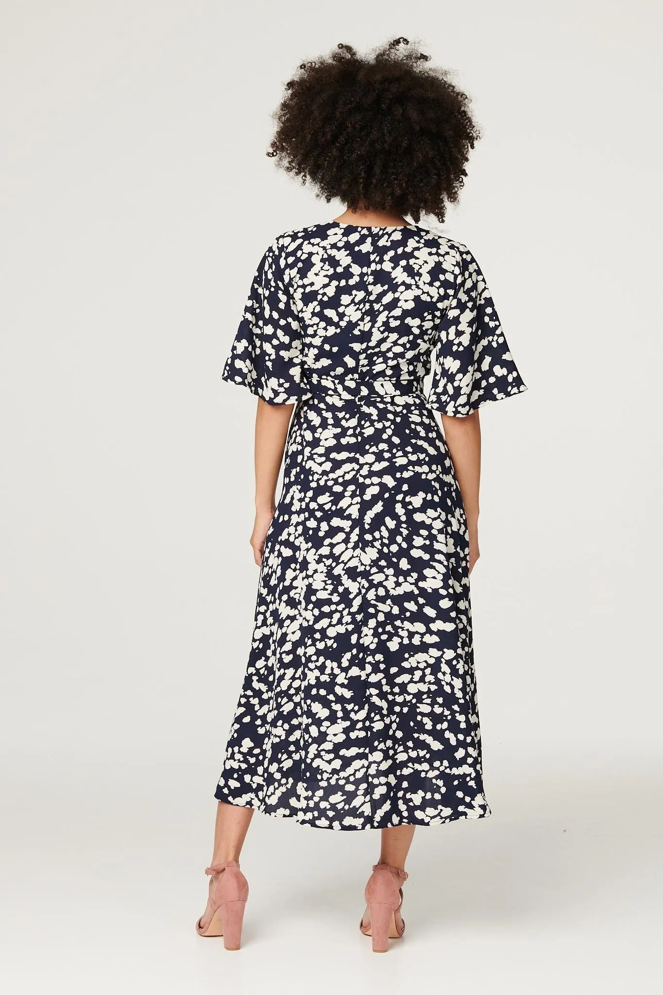 Printed Split Front Midi Dress