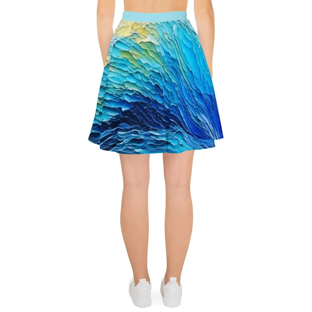 "Acrylic Ocean" Skater Skirt - Flared Cut