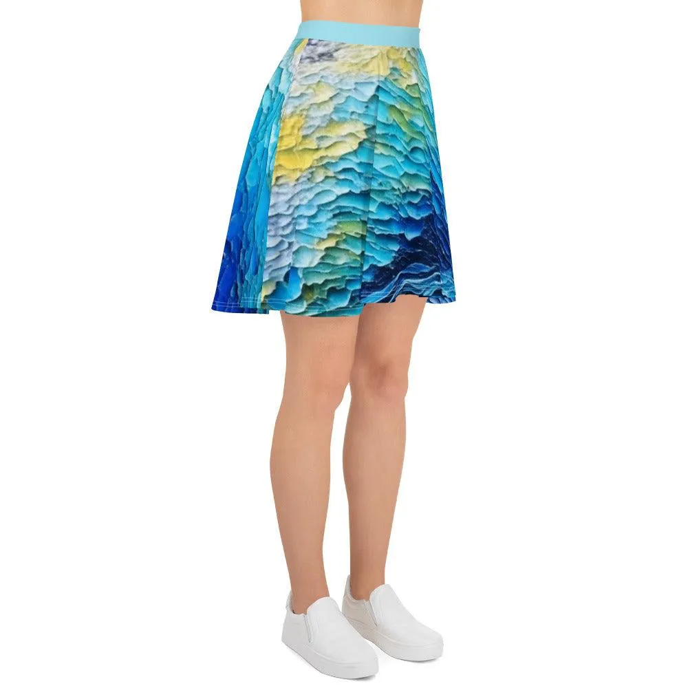 "Acrylic Ocean" Skater Skirt - Flared Cut