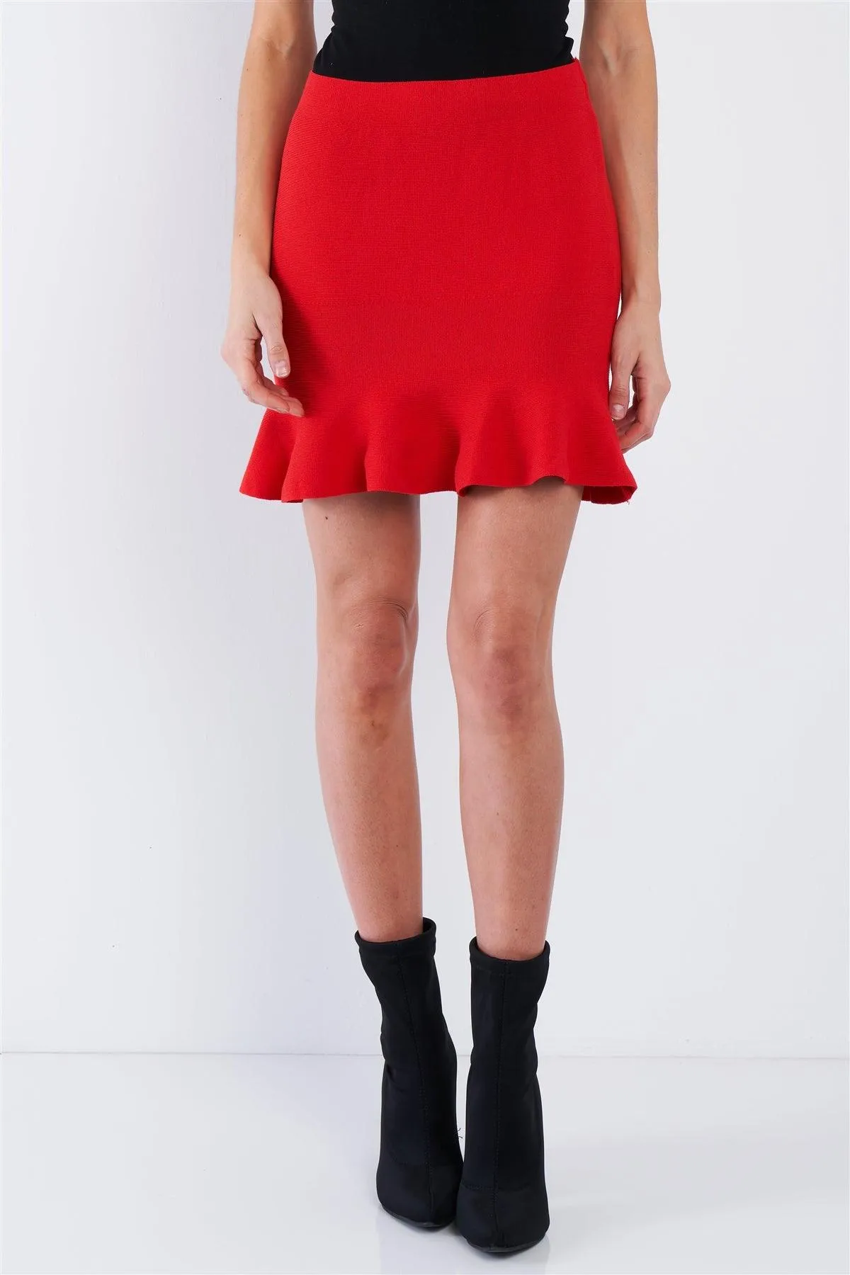 Red Mermaid Frill Hem Mini Skirt /4-3-1