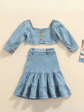 Rodeo Cutie Pie Pleated Denim Skirt Set