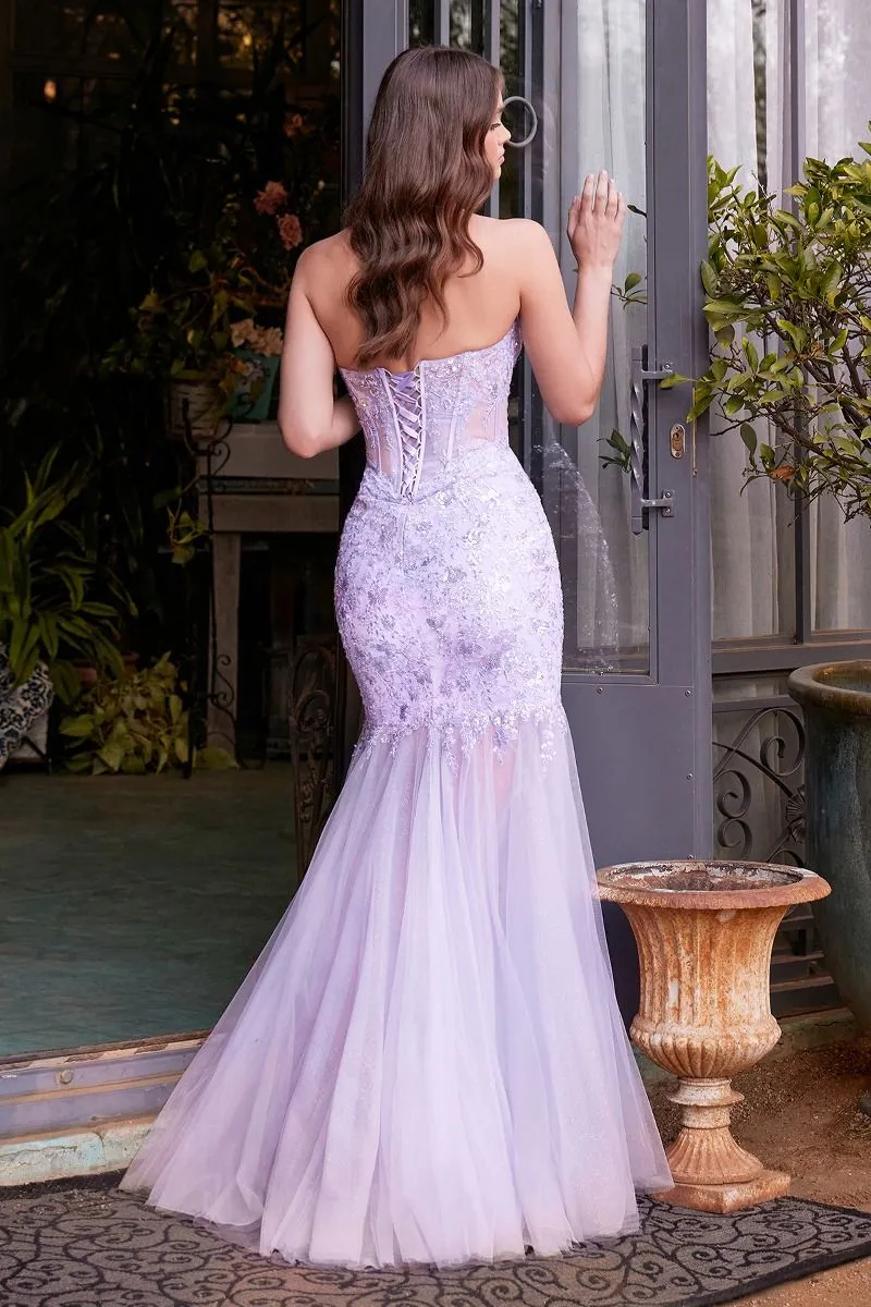 SEQUIN FLORAL MERMAID GOWN CDA1388