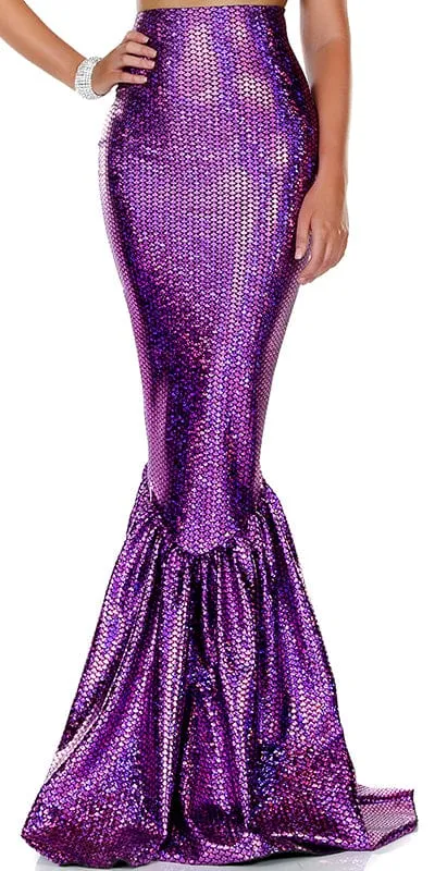 Sexy Colorful Hologram Mermaid Skirt