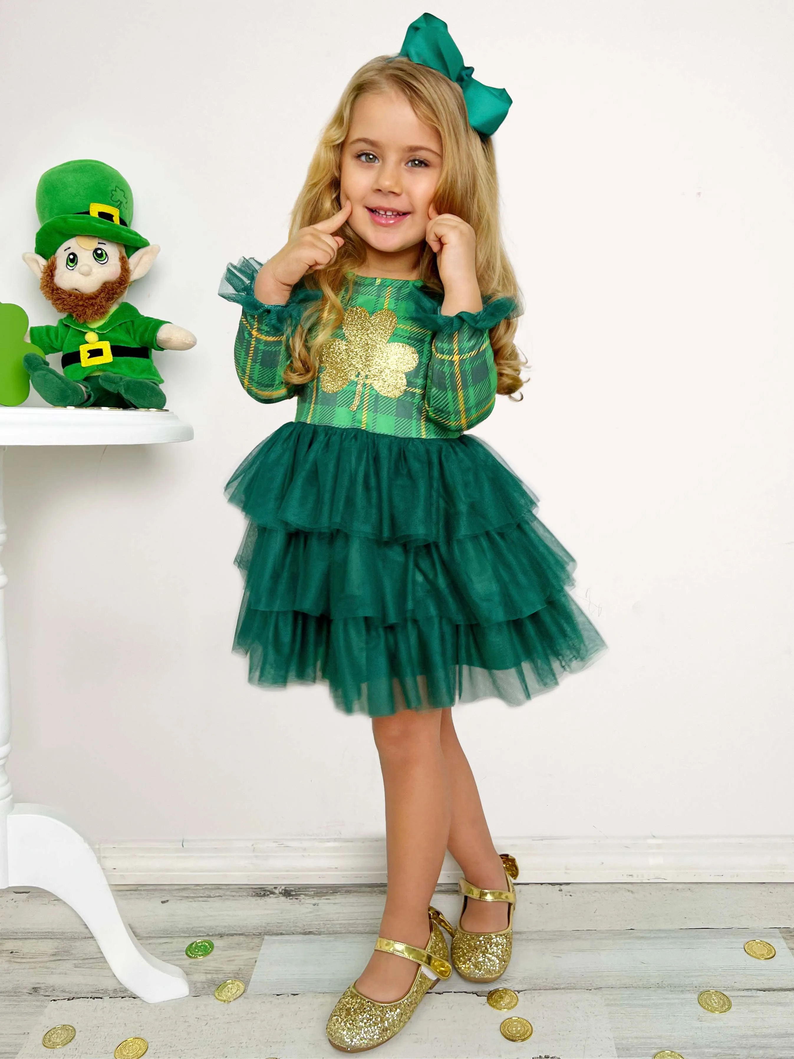 Shimmering Shamrocks Tiered Tutu Dress