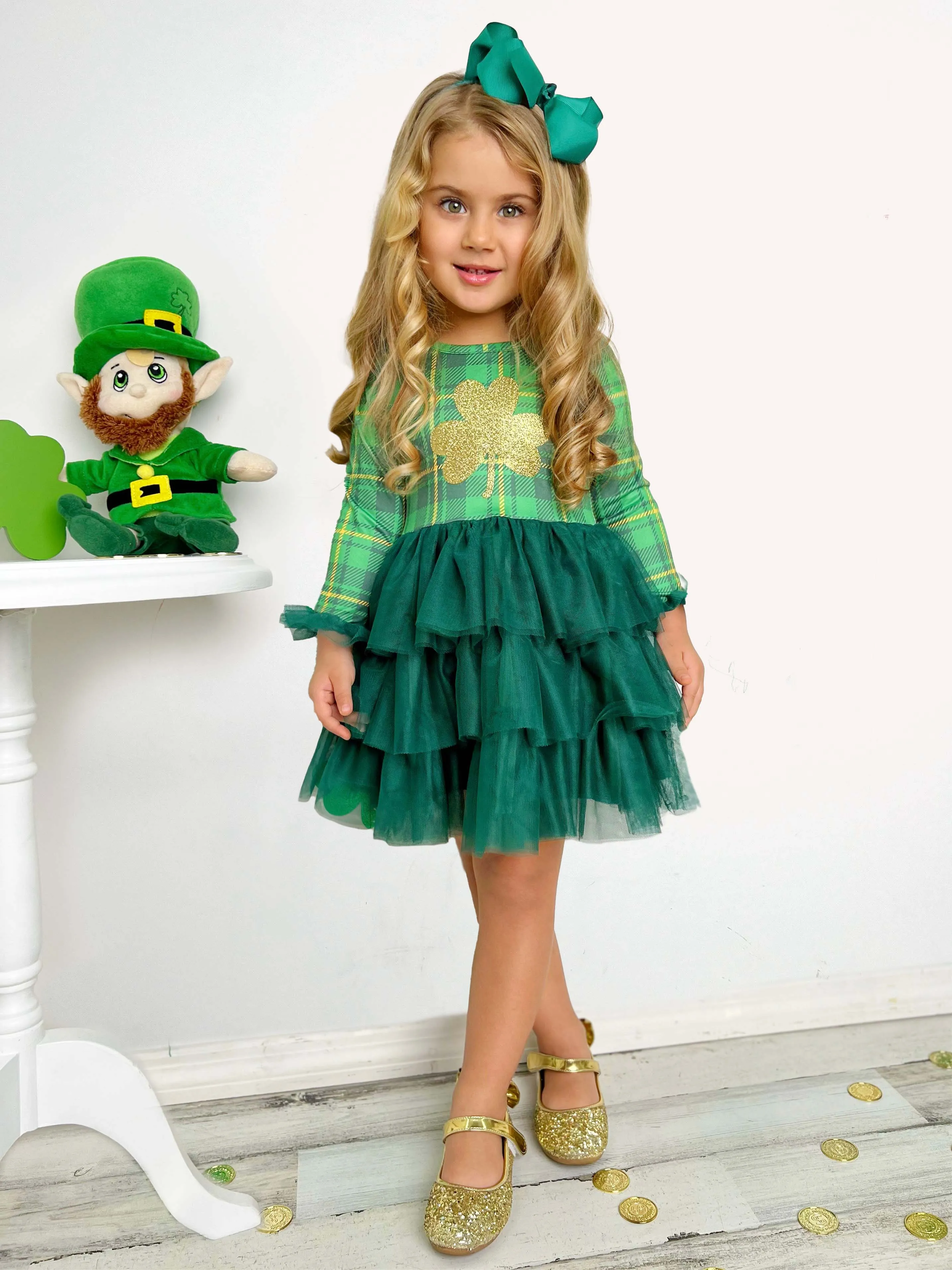 Shimmering Shamrocks Tiered Tutu Dress