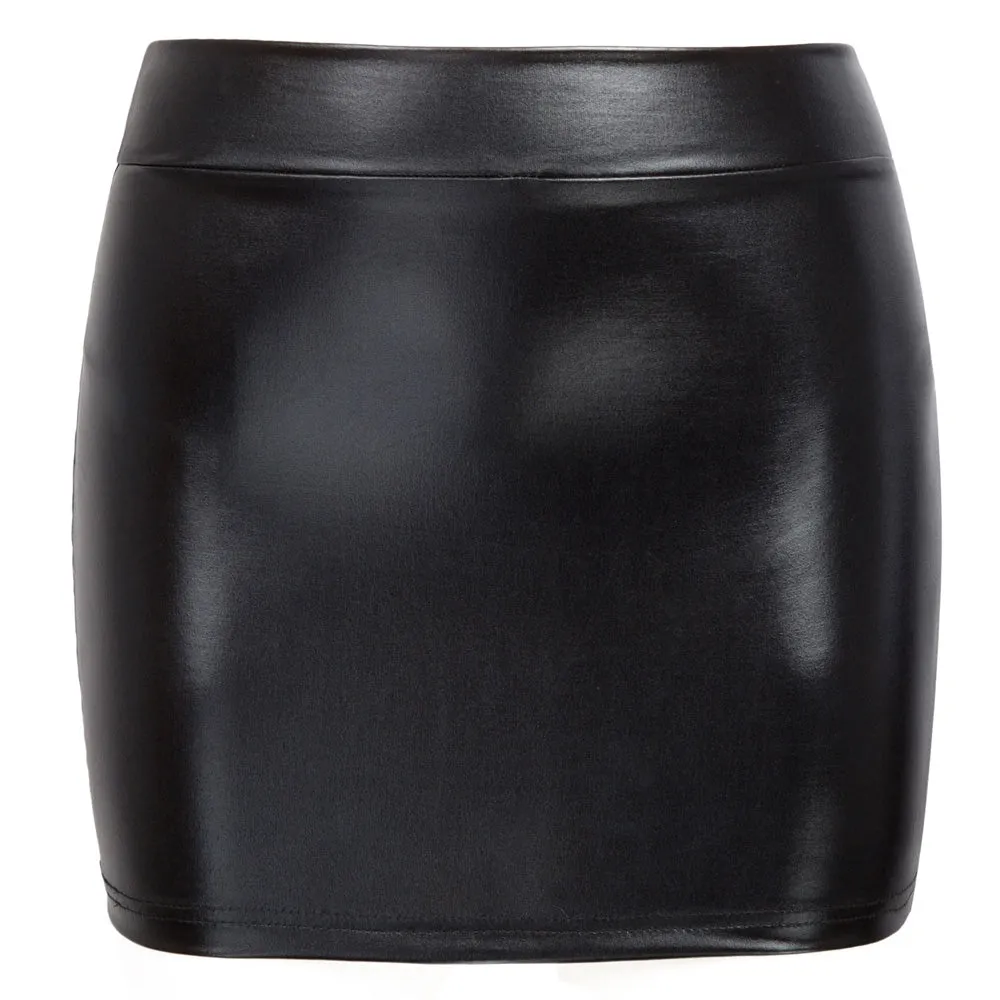 Shiny Metallic Bodycon Bandage Pencil Skirt Mini Skirt