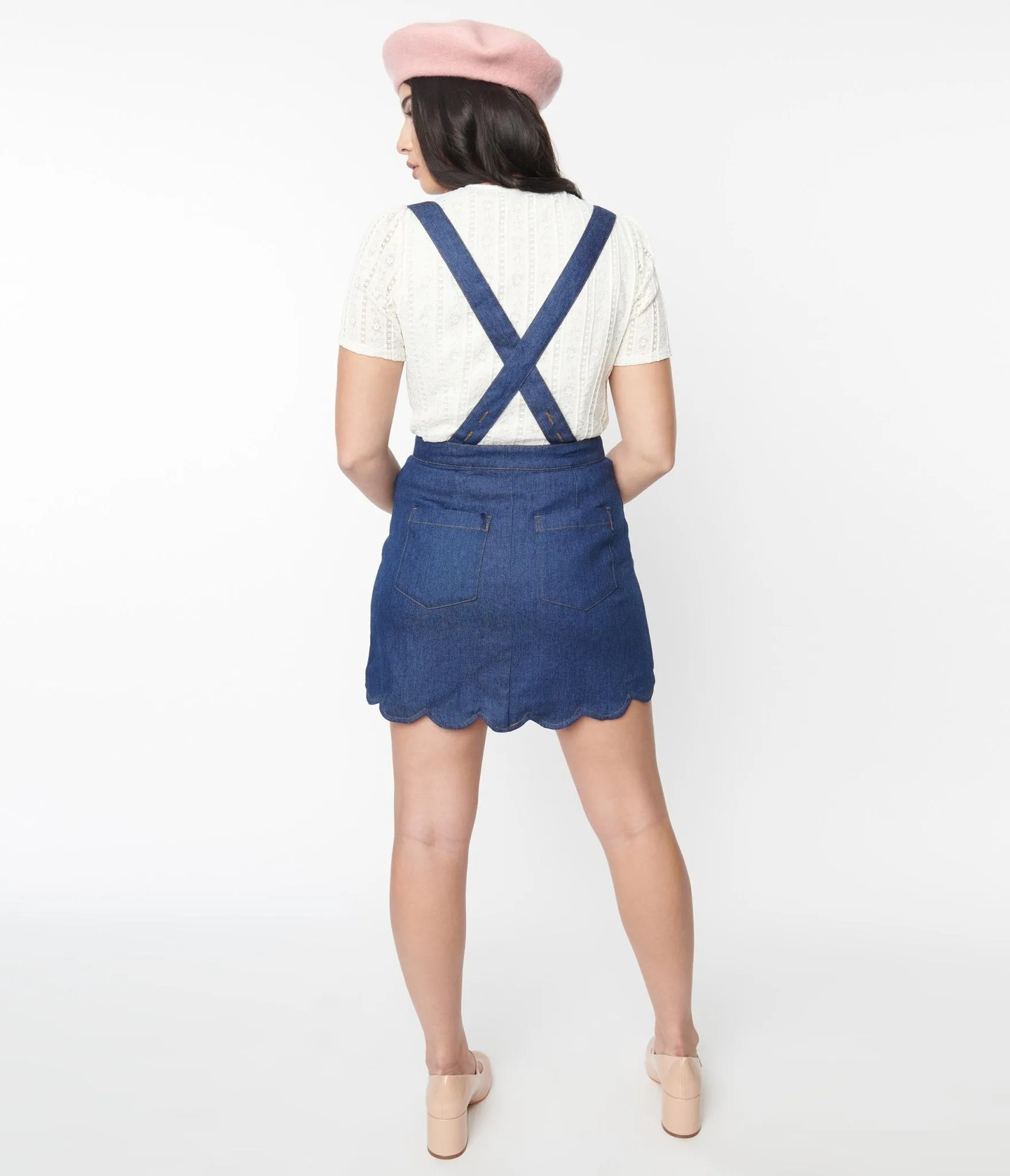 Smak Parlour Denim Blue Suspender Mini Skirt