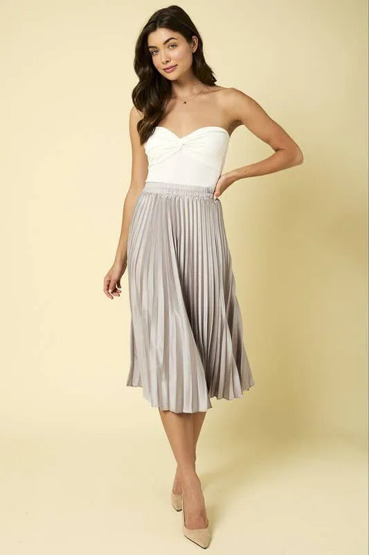 Sunburst Pleated Satin Skirt