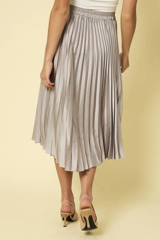 Sunburst Pleated Satin Skirt