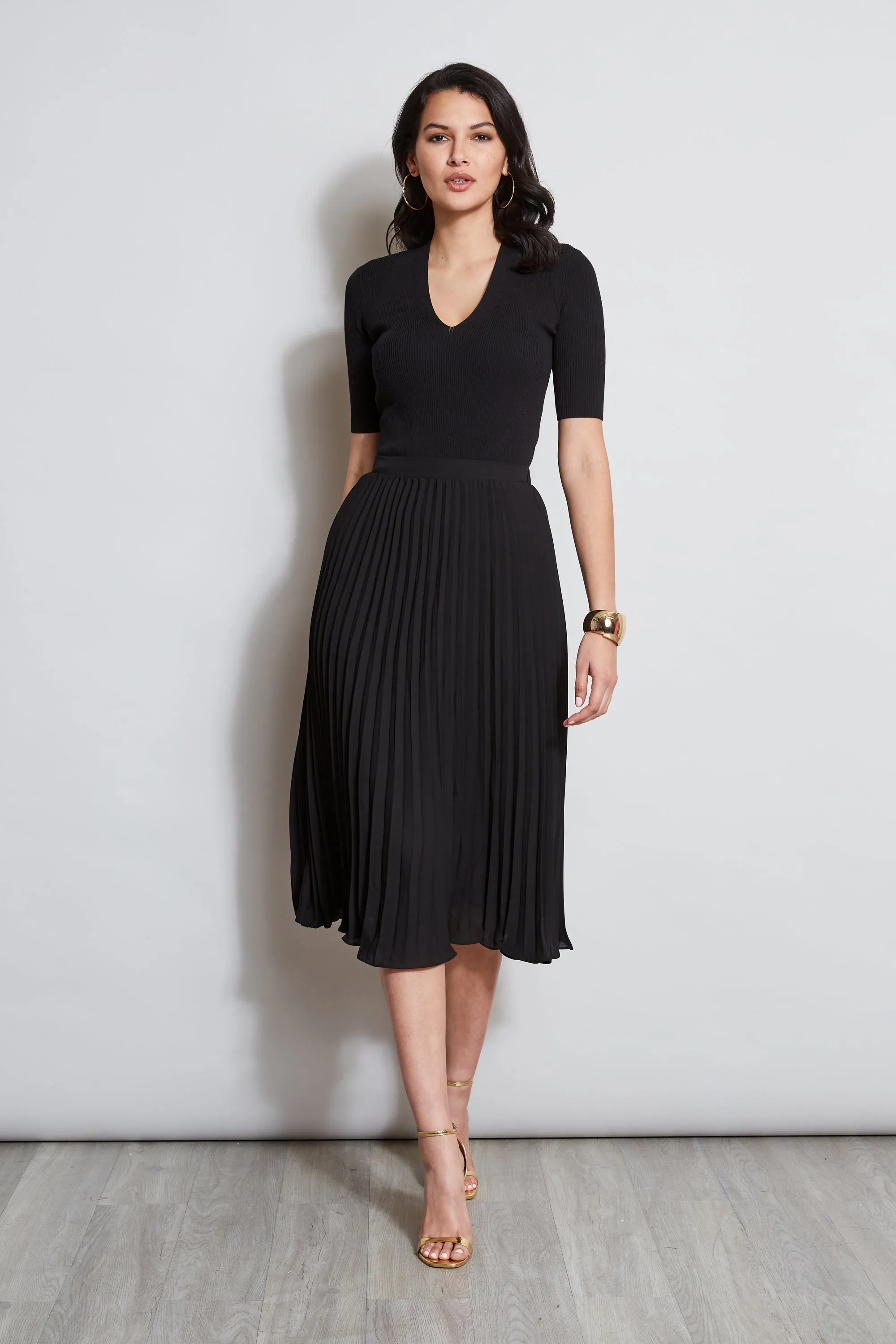 T-Tahari Pleated Midi Skirt