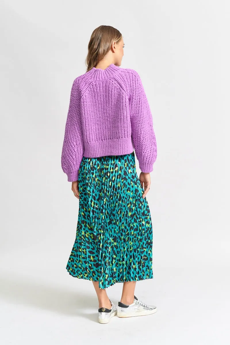 The Others - The Pleated Skirt - Jade Lime Animal