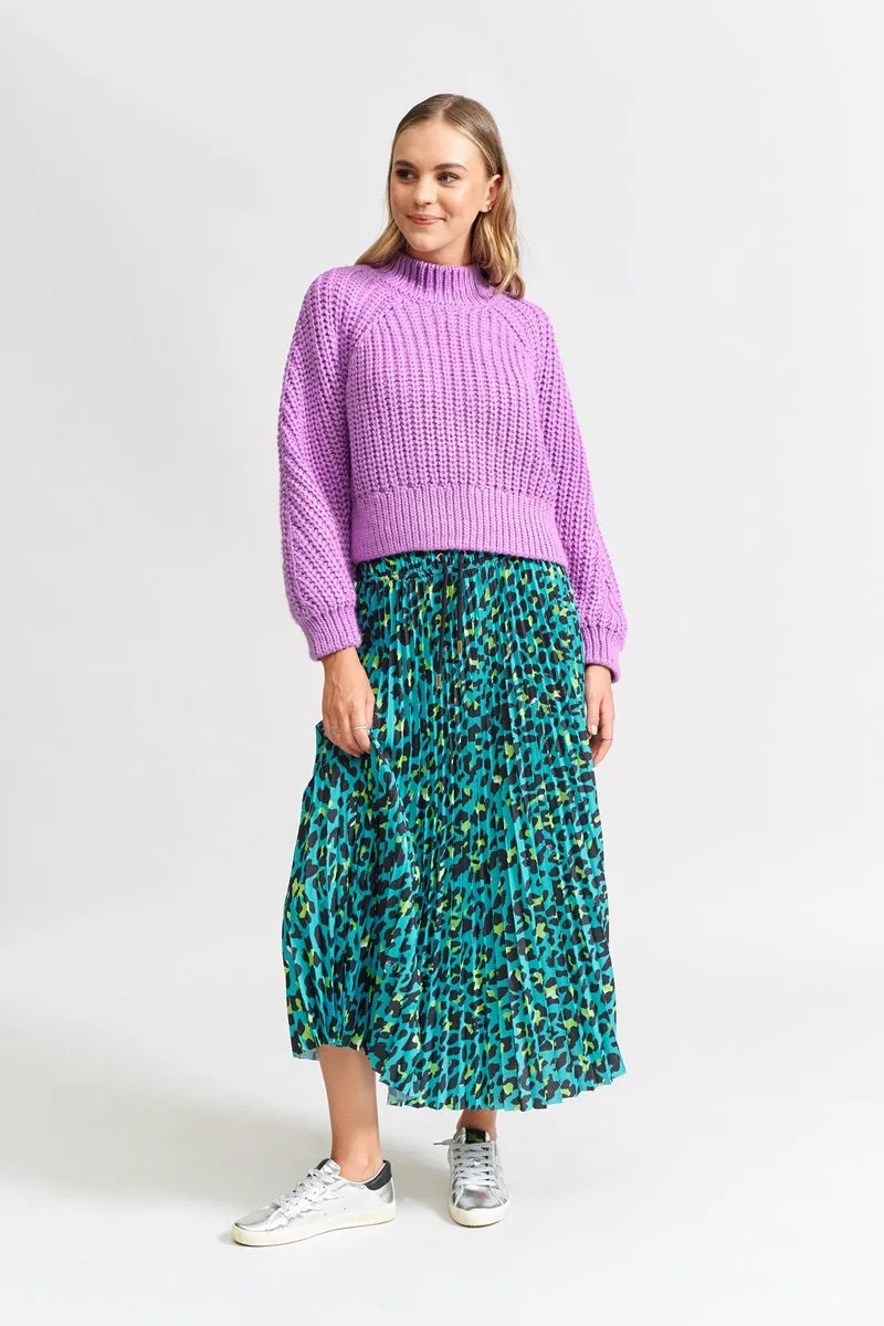 The Others - The Pleated Skirt - Jade Lime Animal