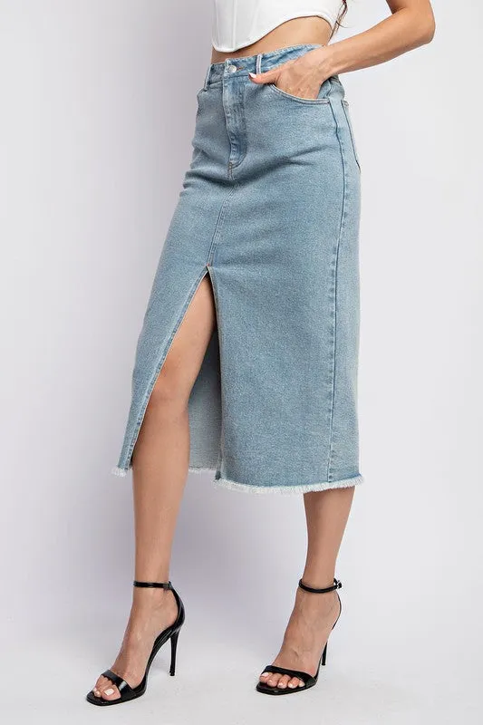 Trend Seeker Vintage Blue Denim Midi Skirt