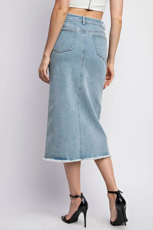 Trend Seeker Vintage Blue Denim Midi Skirt