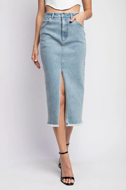 Trend Seeker Vintage Blue Denim Midi Skirt