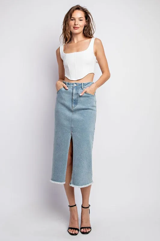 Trend Seeker Vintage Blue Denim Midi Skirt