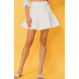 White Flared Textured Skater Mini Skirt