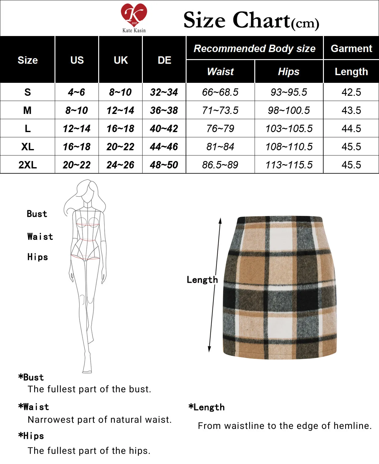 Women Plaided Skirt OL High Waist Mid-Thigh Length Bodcon Skirt