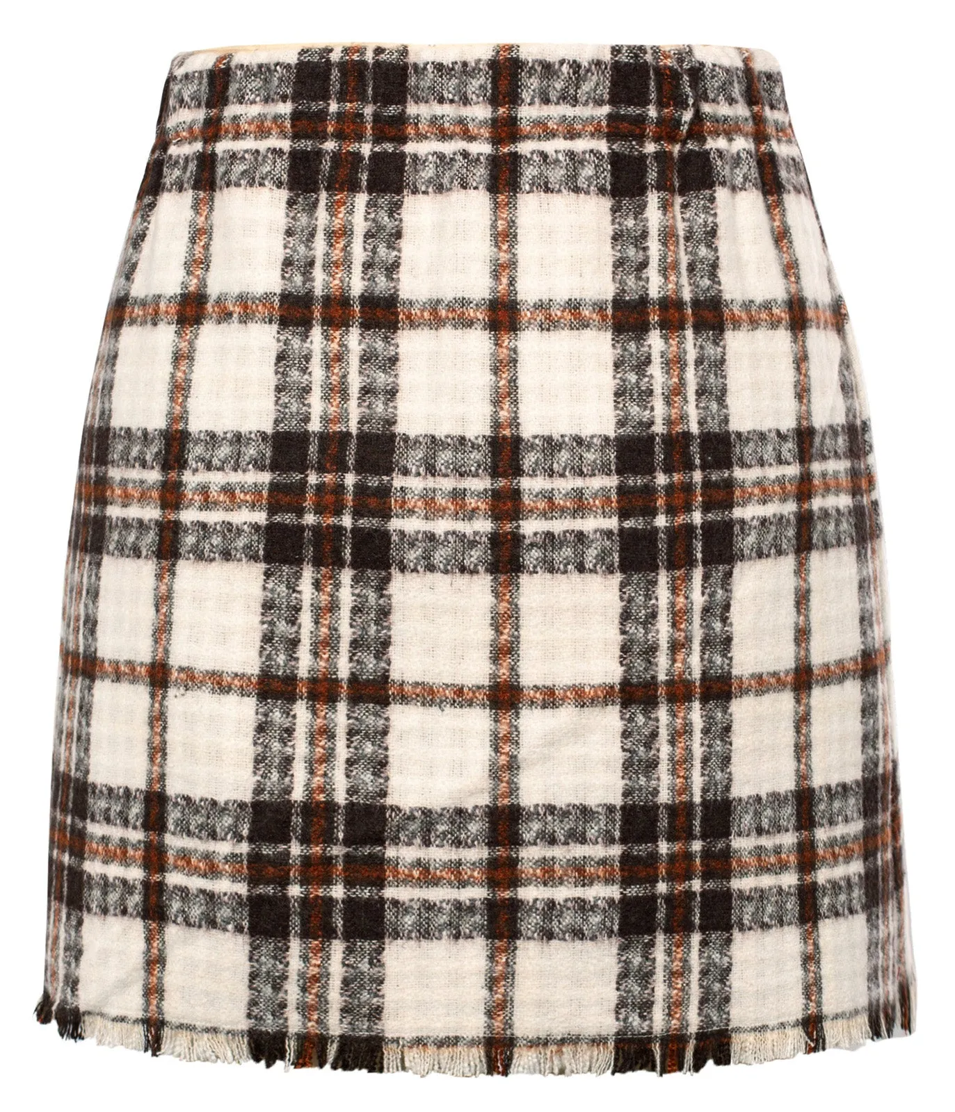 Women's Plaid Tweed Skirt High Waist Button Front Split Bodycon Pencil Mini Skirts